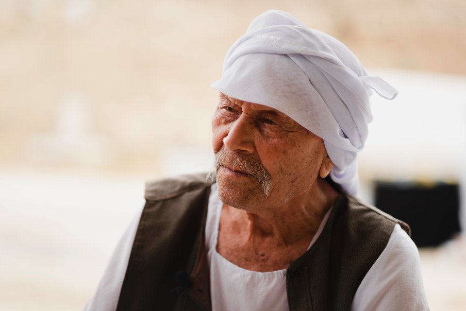 Haji Baker Ali is an old Ezidi man, seen in June 2019 on Shingal mountain recounting his memories of living under the Iraqi monarchy 03