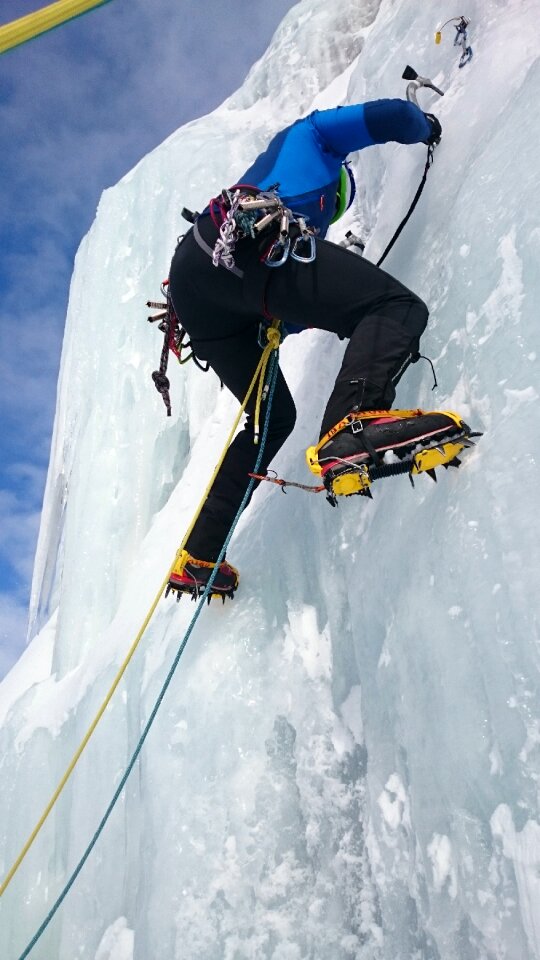 Ice climbing icefall frozen