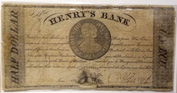 Half Dollar (Un Ecu), Henry's Bank, 1837 - Bank of Montréal Museum - Bank of Montreal, Main Montreal Branch - 119, rue Saint-Jacques, Montreal, Quebec, Canada - DSC08416 photo