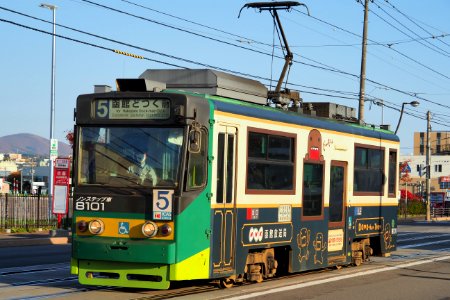 Hakodate City car 8101 in Keibajo-mae