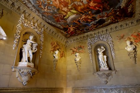 Great Staircase, with statues by Caius Gabriel Cibber, Chatsworth House - Derbyshire, England - DSC03141