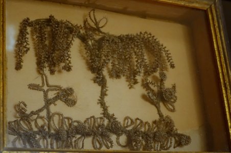 Hair art in shadow box, c. 19th century - O. Henry Museum - Austin, Texas - DSC09274