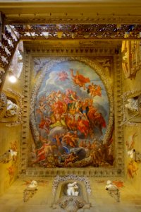 Great Staircase, Triumph of Semele, ceiling painted by Antonio Verrio, 1691, Chatsworth House - Derbyshire, England - DSC03132