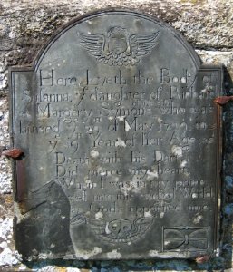 Gravestone of Susanna Symons at St Kew church