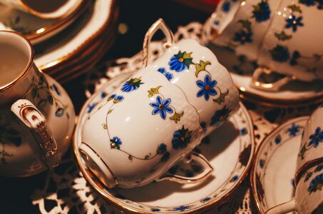 Porcelain tea cups brown tea photo