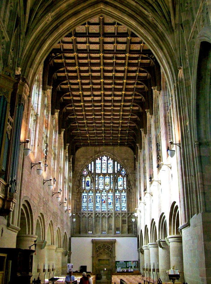 Great Malvern Priory, nave looking west