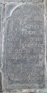 Gravestone of Thomas Gray at St Endellion church