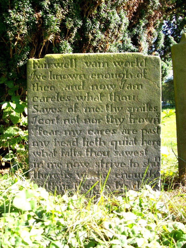 Gravestone with verse epitaph, South Wingfield