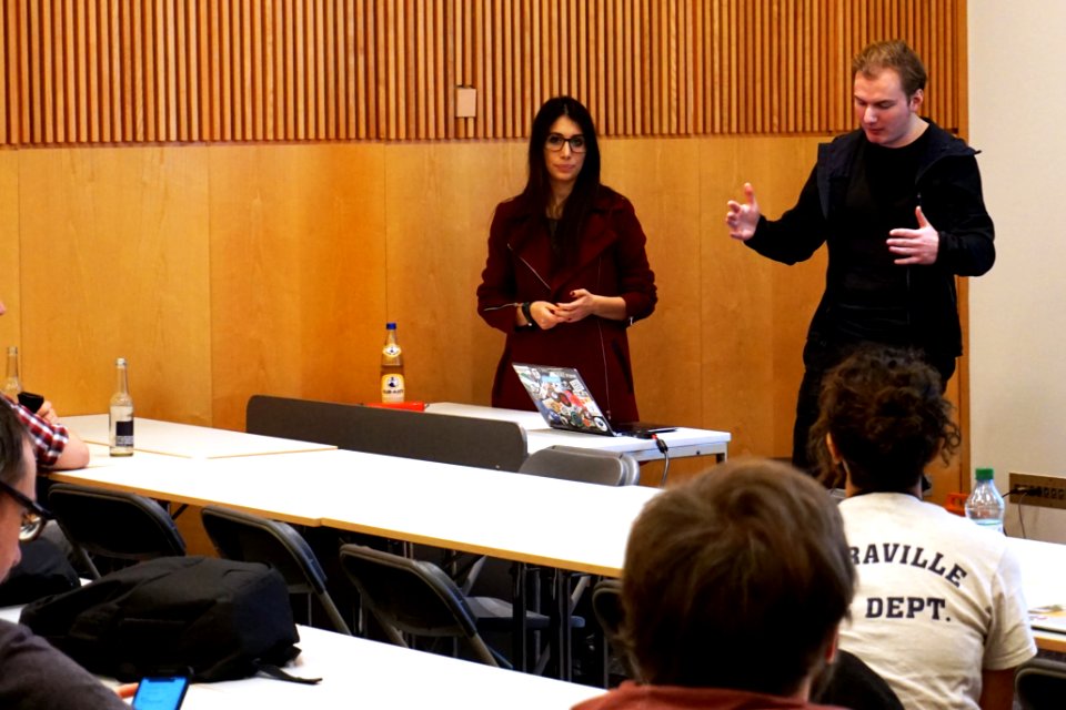 Greta Doçi and Jan-Christoph Borchardt giving a session about gender diversity during 33C3 (02)