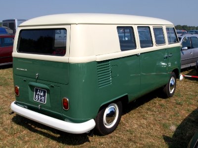Green and white Volkswagen Van