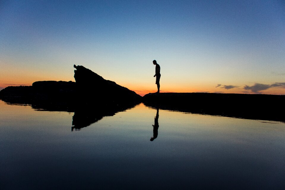 Man water reflection