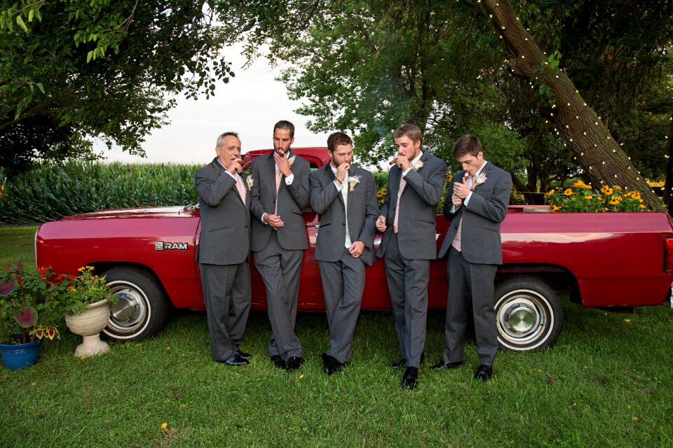 Wedding party friends groom