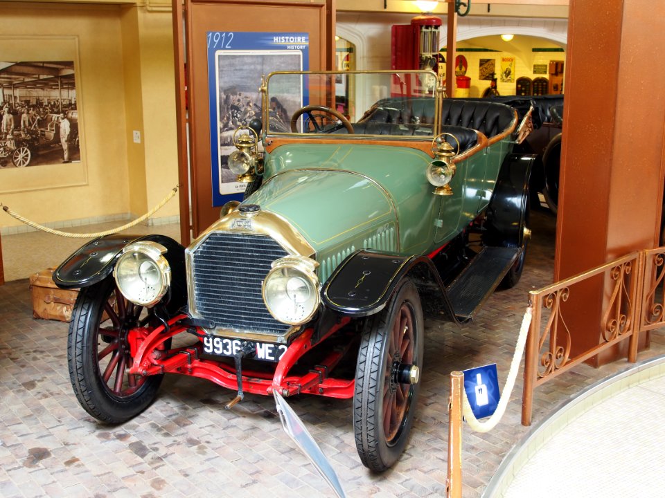 Green Peugeot at the Aventure Peugeot museum