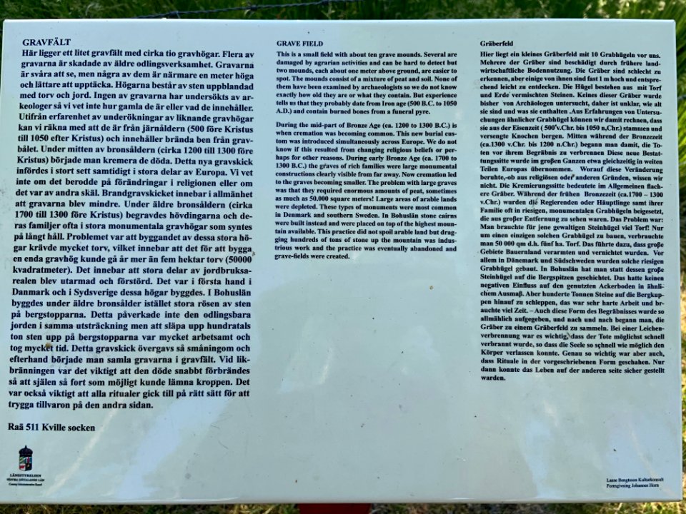 Gravfält Kville 511.1 informationstavla