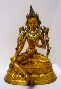 Green Tara, Tibet, 1700s AD, gilt copper alloy and turquoise - Dallas Museum of Art - DSC04980