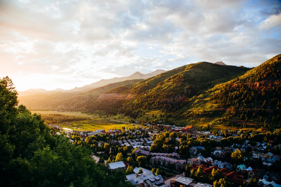 Bright sky nature town