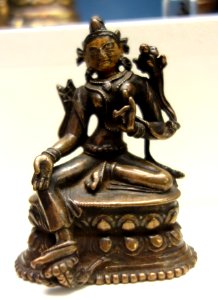 Green Tara, Tibet, 12th century AD, bronze with cold gold on face - Fitchburg Art Museum - DSC08842