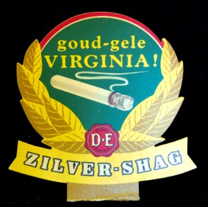 Goud-gele VIRGINIA Zilver-Shag, Douwe Egberts, kartonnen toonbankreklame, foto 2