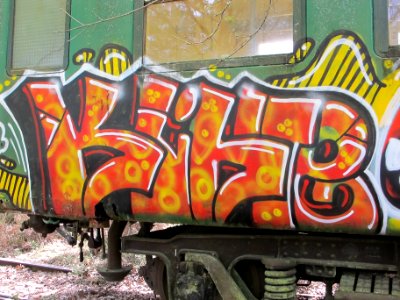 Graffiti sur les wagons de l'ecomusée de Marquèzes 01