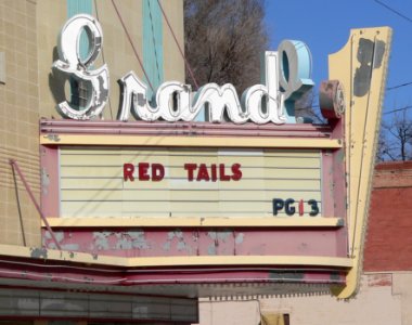 Grand Theatre (Rocky Ford, CO) marquee from S photo