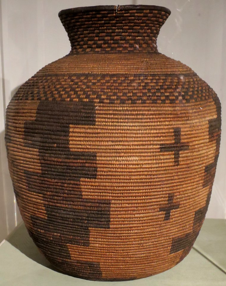 Grain storage basket, Apache people, c. 1880s, woven rush, Dayton Art Institute