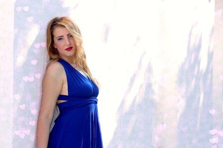 Blonde blue eyes dress photo