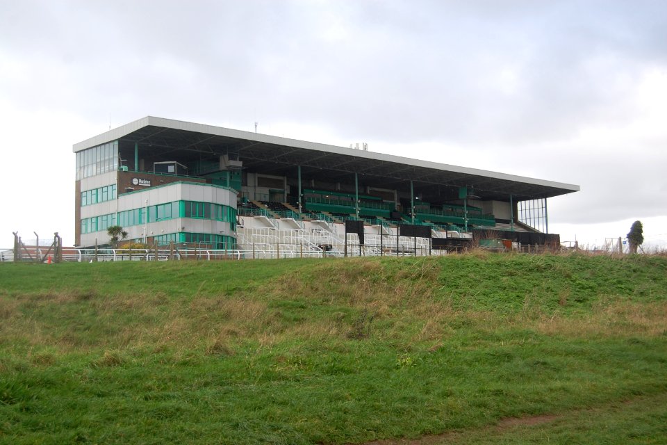 Grandstand at Brighton Racecourse, Whitehawk Hill, Brighton (November 2020)