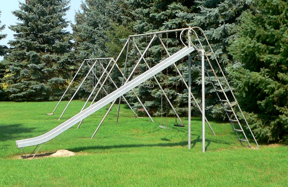 Grand Valley School, swings and slide 1