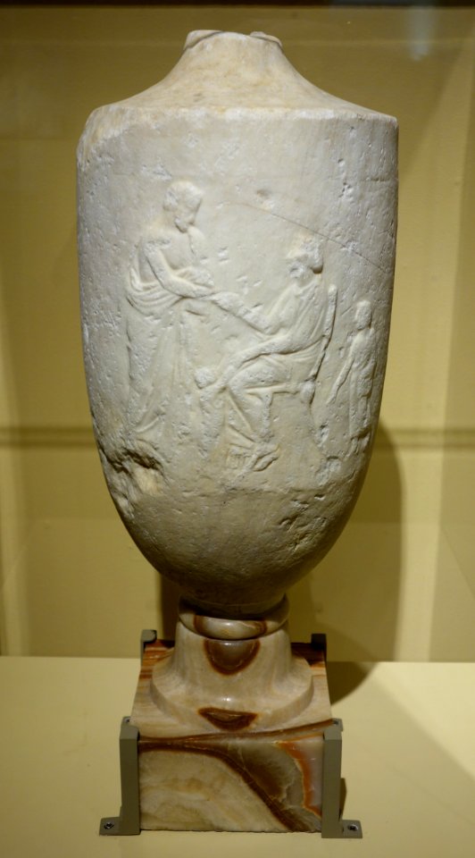 Grave lekythos, Greek, 340 BC, marble - Fitchburg Art Museum - DSC08660