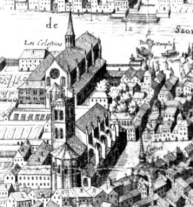 Grande vue de Lyon, de Simon Maupin, 1625 - Détail sur l'église Notre-Dame-de-Confort (et des Célestins)