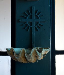 Grand Baie, catholic church, Holy water dispenser