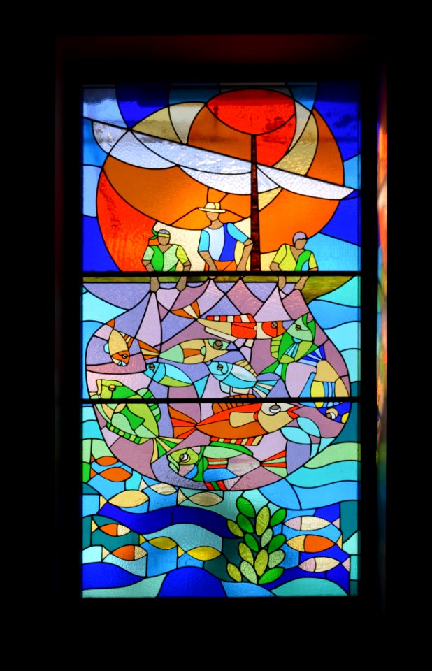 Grand Baie, catholic church, window