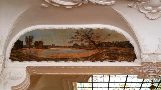 Grand café de Moulins salle du rez-de-chaussée détail peinture murale 2, avril 2017