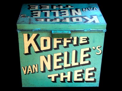 Groot blauw vanNelles koffie-thee blik, foto 4