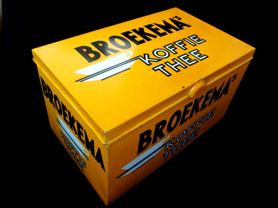 Groot geel BROEKEMAs koffie en thee blik, foto3