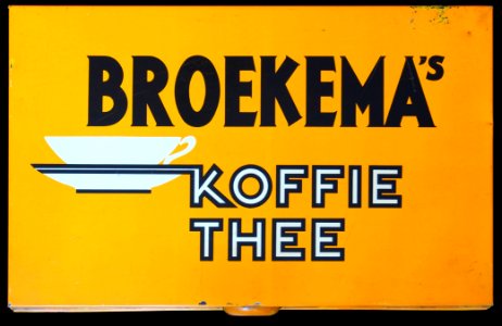 Groot geel BROEKEMAs koffie en thee blik, foto1