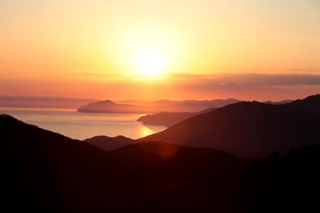 Sea mountain sunlight