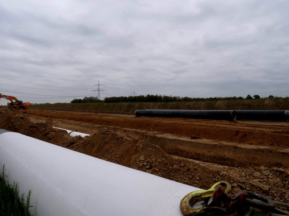 Groundwater pumping pipeline at open pit mine Hambach