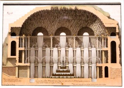Grotto of the Oceanids, from Civil Architecture, by Jean-Jacques Lequeu, pen and black ink, gray and brown wash, watercolor - Morgan Library & Museum - New York City - DSC06725