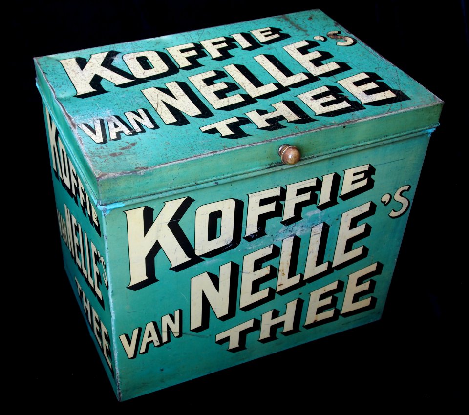 Groot blauw vanNelles koffie-thee blik, foto 5