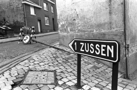 Grondverschuivingen in Belgische gemeente Zichen-Zussen-Bolder, bord Omleiding, , Bestanddeelnr 919-0030