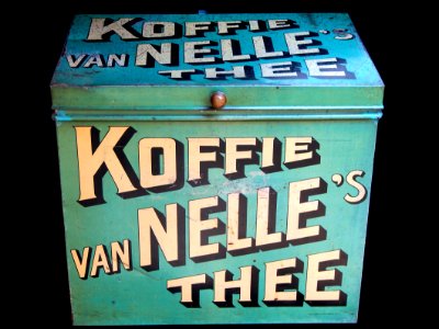 Groot blauw vanNelles koffie-thee blik, foto 3