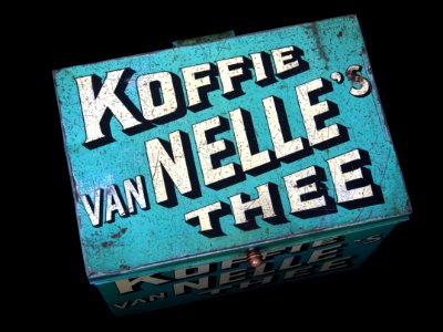 Groot blauw vanNelles koffie-thee blik, foto 2