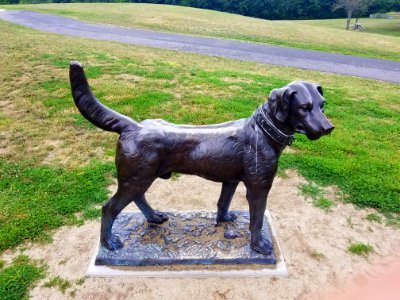 Guard dog for Nathan Robbin's mansion, Robbins Farm Park, 1936 (replica) - Arlington, Massachusetts - 20200722 100945
