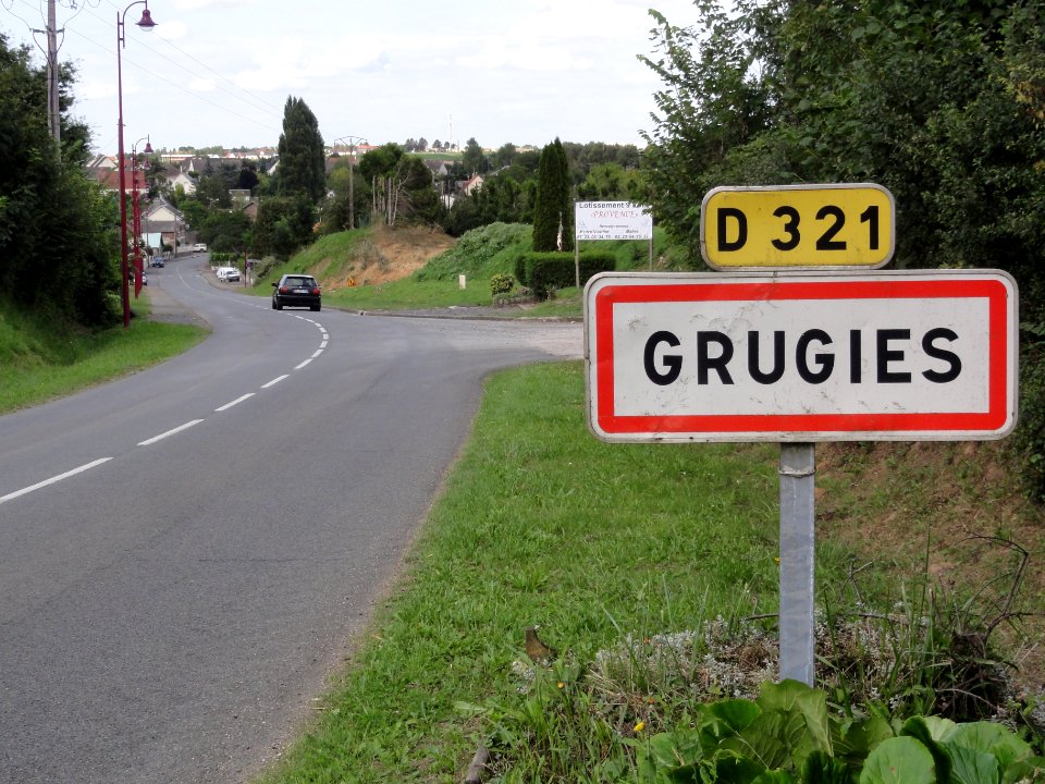 Grugies (Aisne) city limit sign