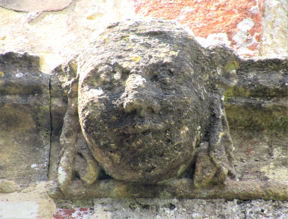 Grotesque head, St Mary, Old Basing 04
