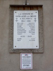 Guéblange-lès-Dieuze (Moselle) plaques monument aux morts