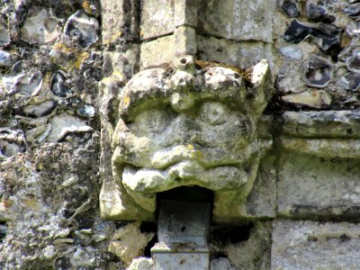 Grotesque head, St Mary, Old Basing 05