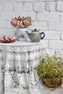 Colored icing ceramic teapot tin photo