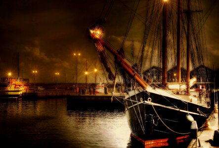 Sea ship evening